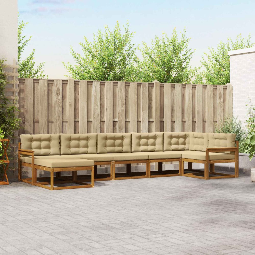 vidaXL Utomhussoffset 7 st Naturlig och Beige
