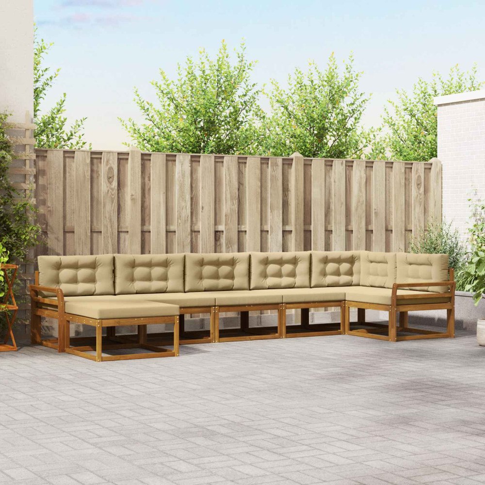 vidaXL Utomhussoffset 7 st Naturlig och Beige