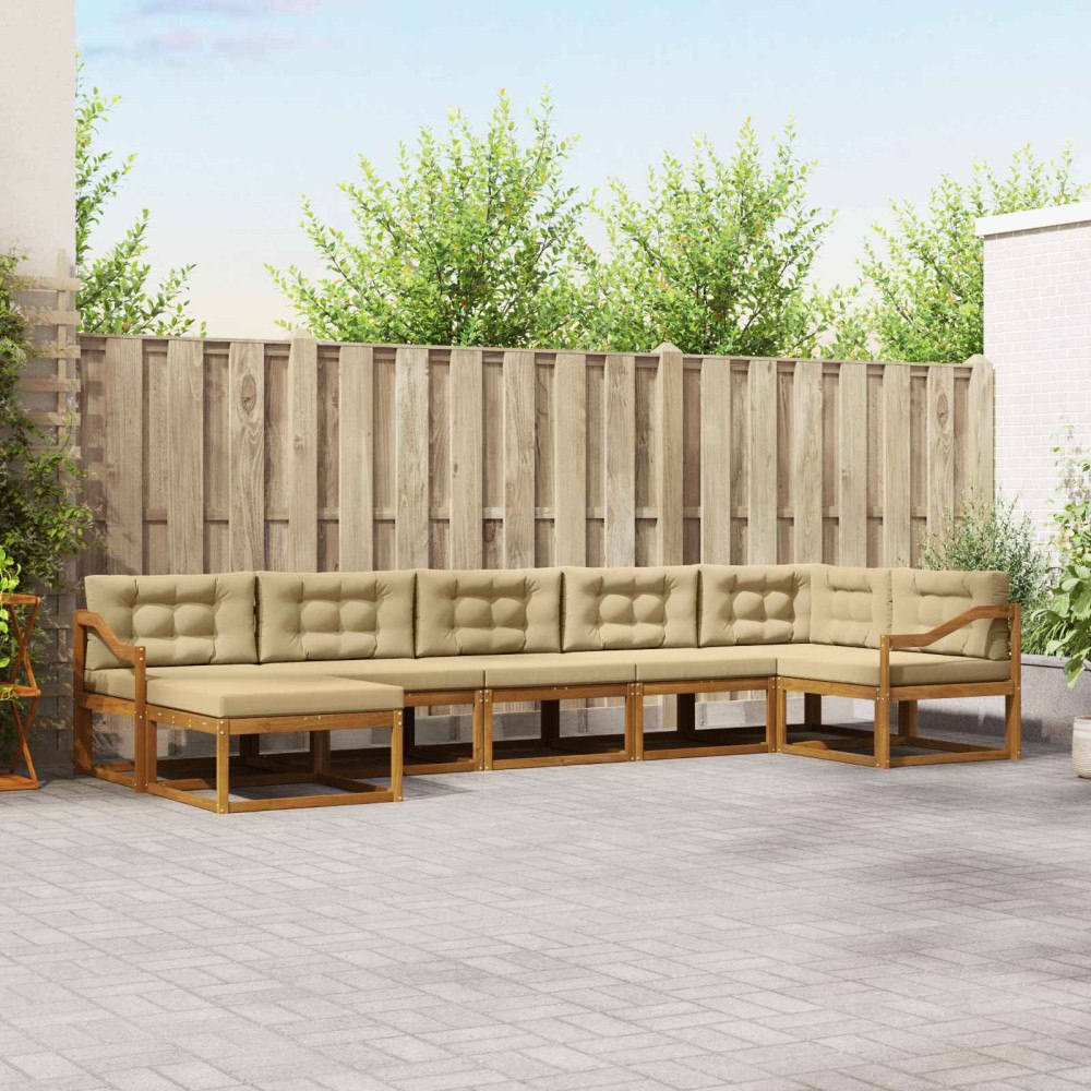vidaXL Utomhussoffset 7 st Naturlig och Beige
