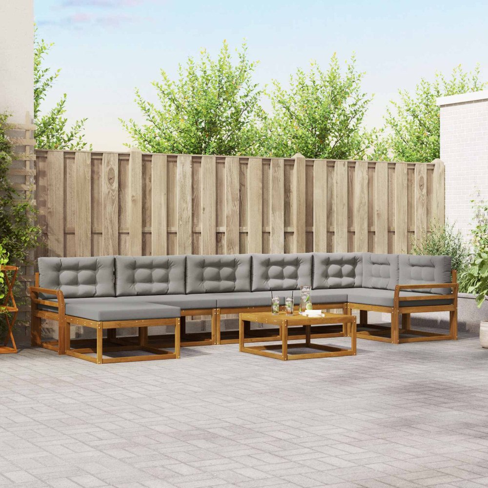 vidaXL Utomhussoffset 8 st Naturlig och Ljus Grå
