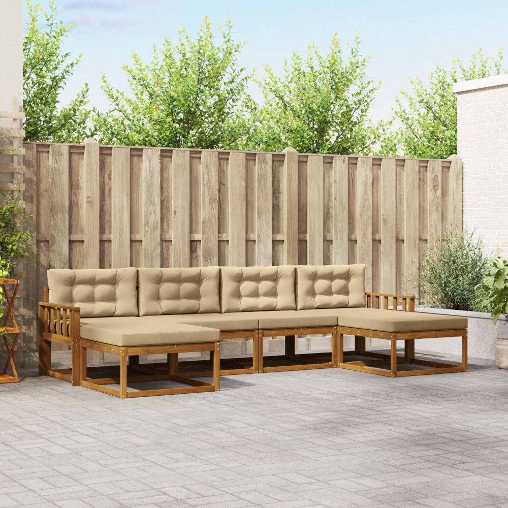 vidaXL Utomhussoffset 6 st Naturlig och Beige