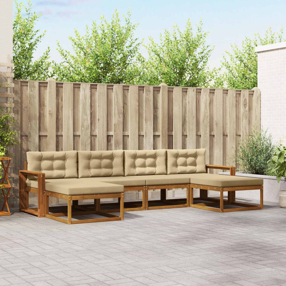 vidaXL Utomhussoffset 6 st Naturlig och Beige
