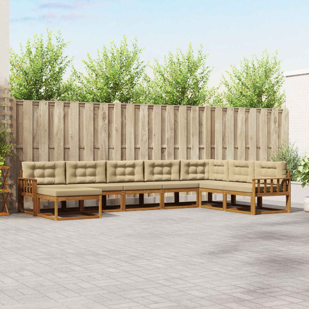vidaXL Utomhussoffset 8 st Naturlig och Beige
