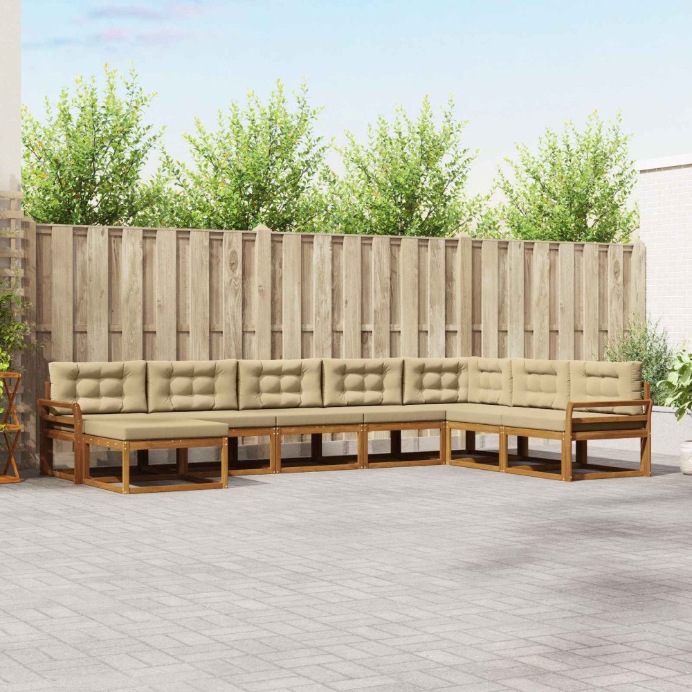 vidaXL Utomhussoffset 8 st Naturlig och Beige