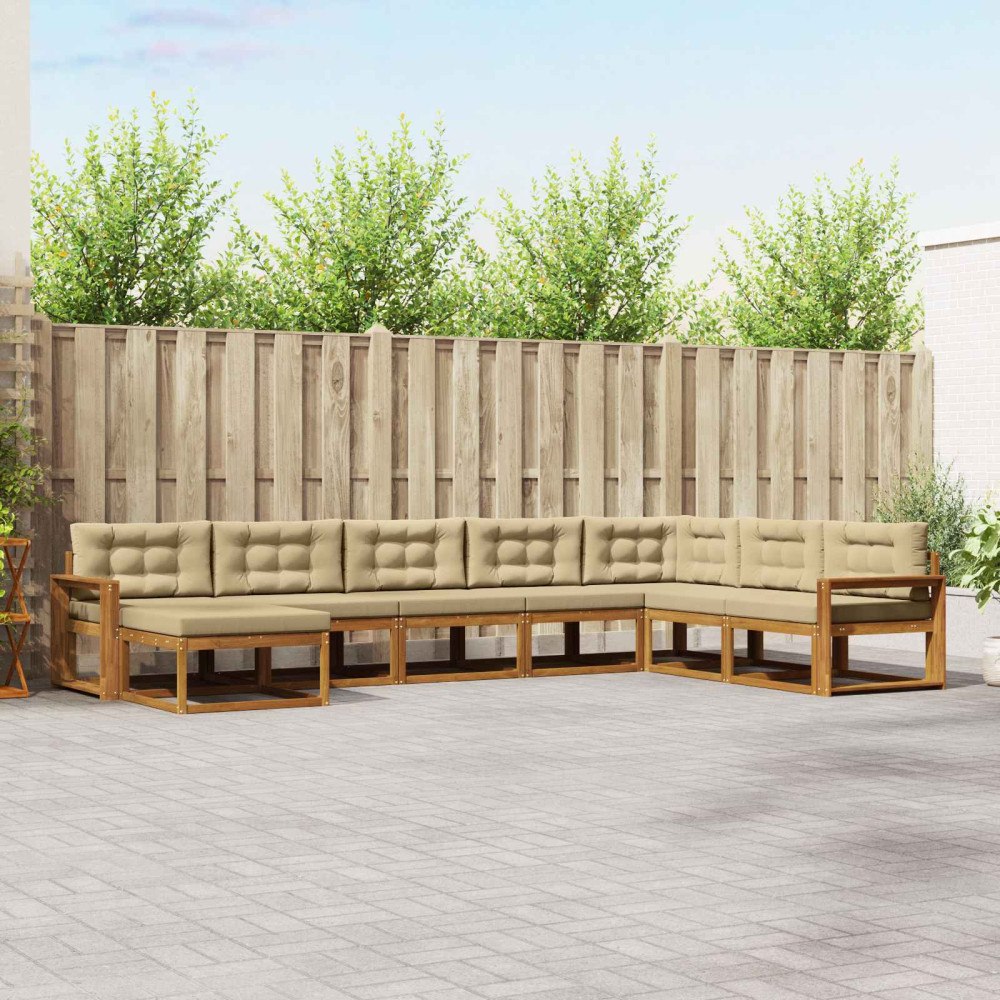 vidaXL Utomhussoffset 8 st Naturlig och Beige