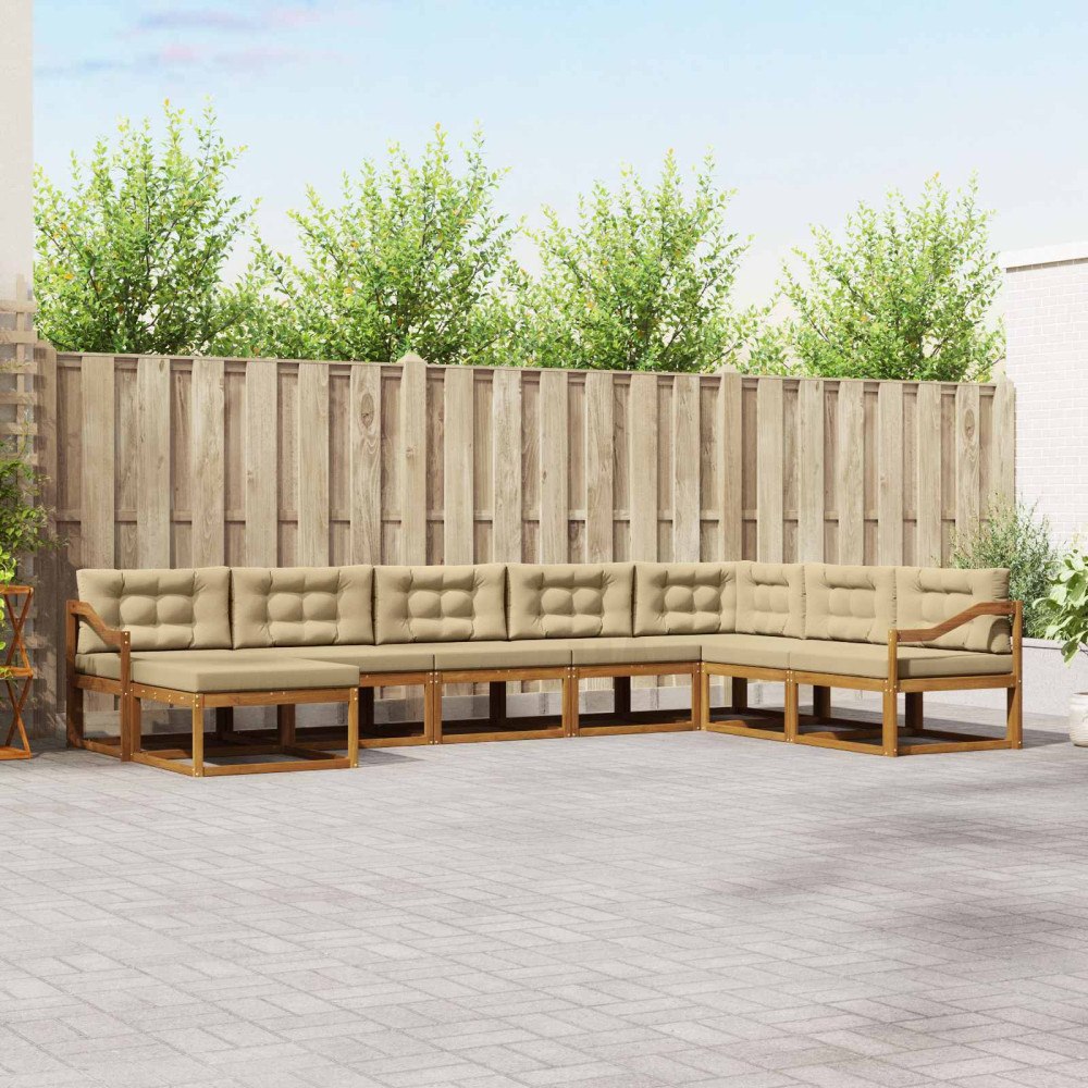 vidaXL Utomhussoffset 8 st Naturlig och Beige
