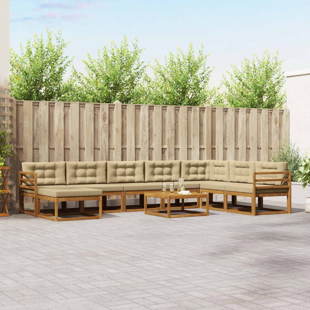 vidaXL Utomhussoffset 9 st Naturlig och Beige