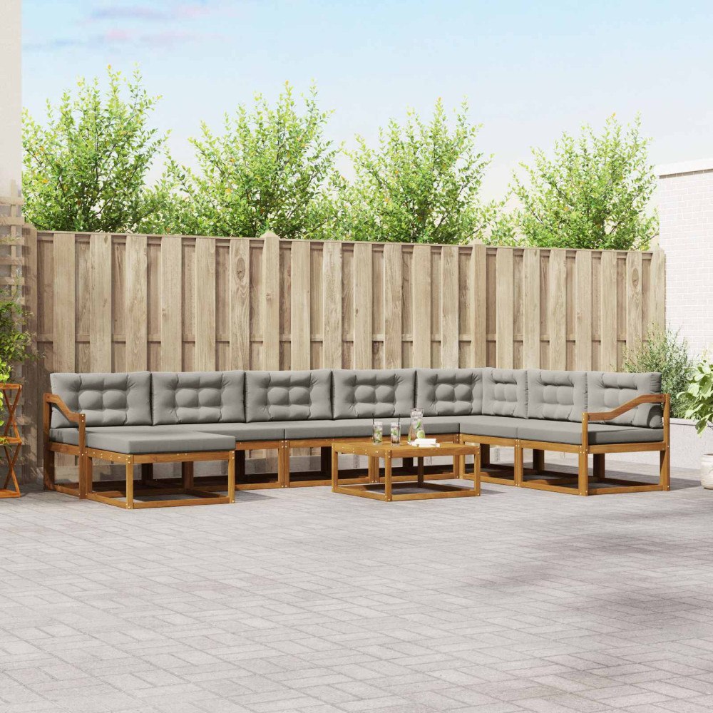 vidaXL Utomhussoffset 9 st Naturlig och Ljus Grå