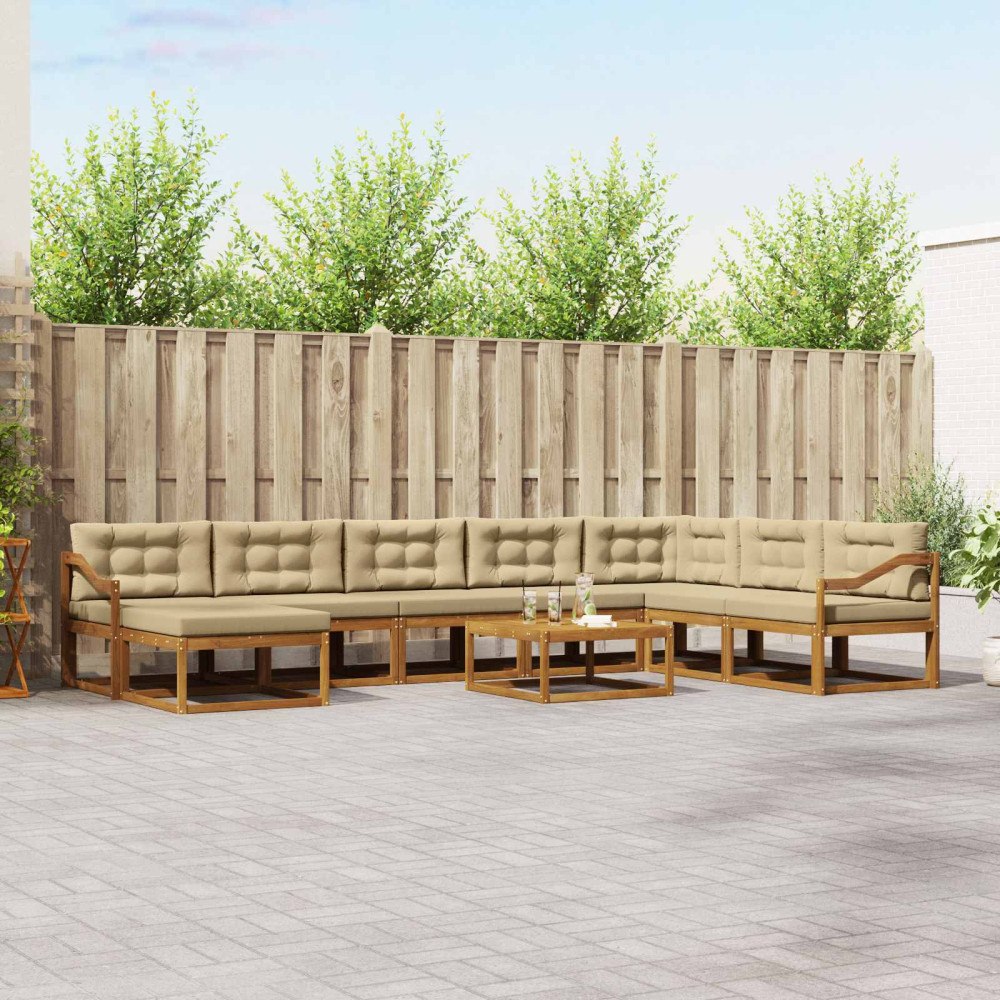 vidaXL Utomhussoffset 9 st Naturlig och Beige