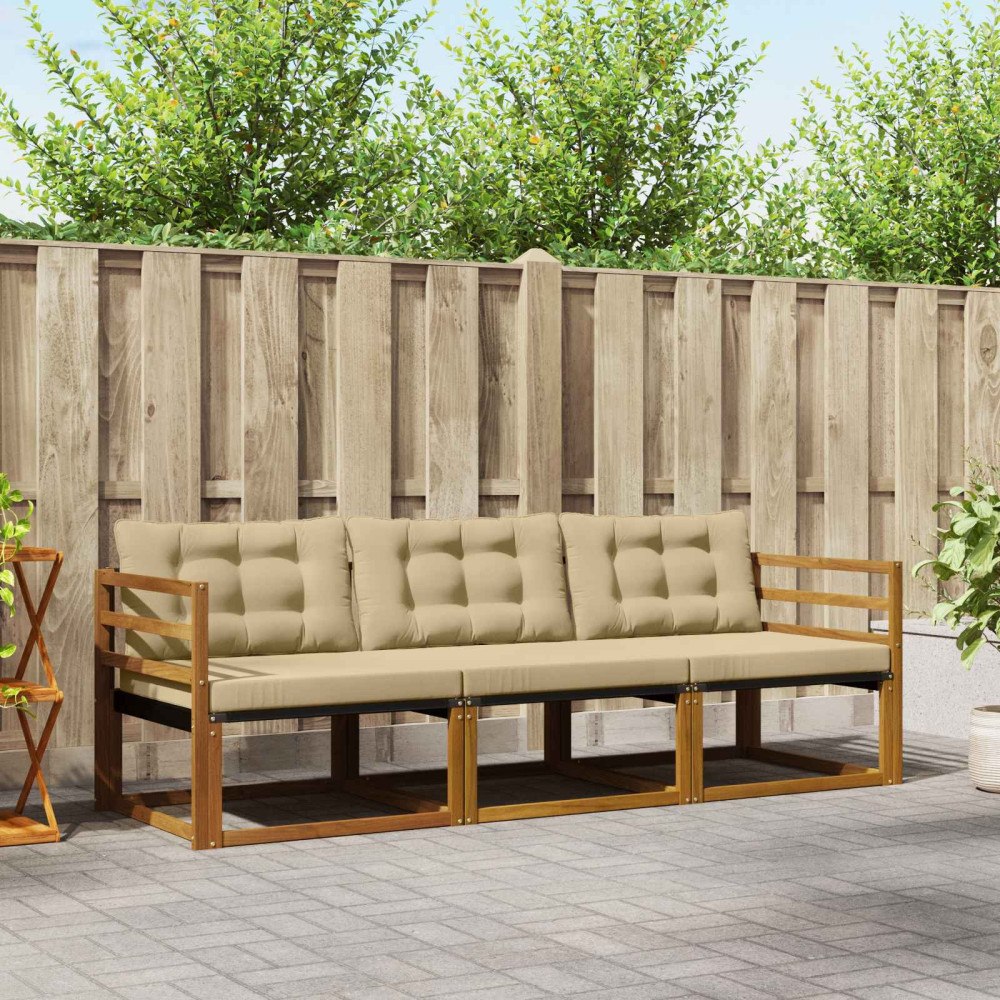 vidaXL Utomhussoffset 3 st Naturlig och Beige