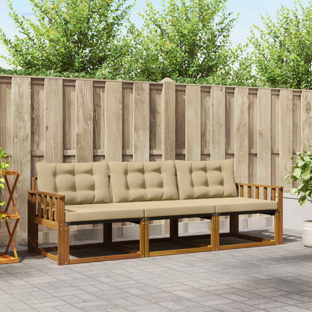 vidaXL Utomhussoffset 3 st Naturlig och Beige