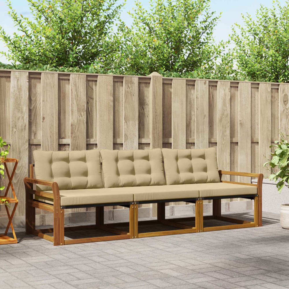 vidaXL Utomhussoffset 3 st Naturlig och Beige