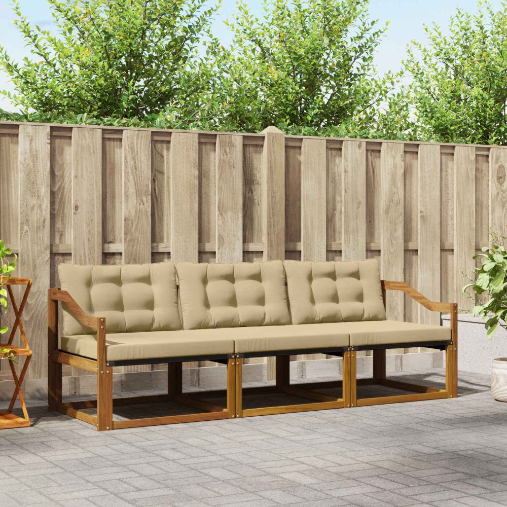 vidaXL Utomhussoffset 3 st Naturlig och Beige