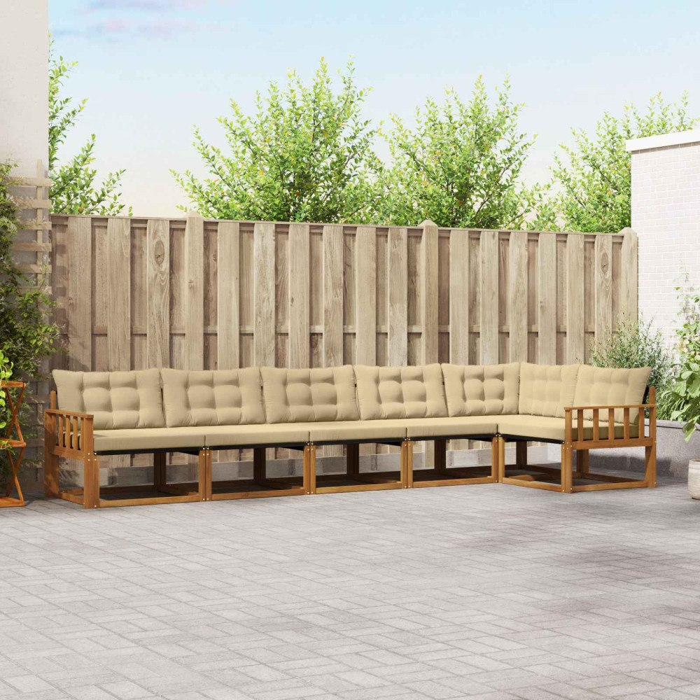 vidaXL Utomhussoffset 6 st Naturlig och Beige