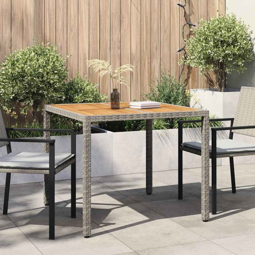 vidaXL Trädgårdsbord Grå 90 x 90 x 75 cm konstrotting