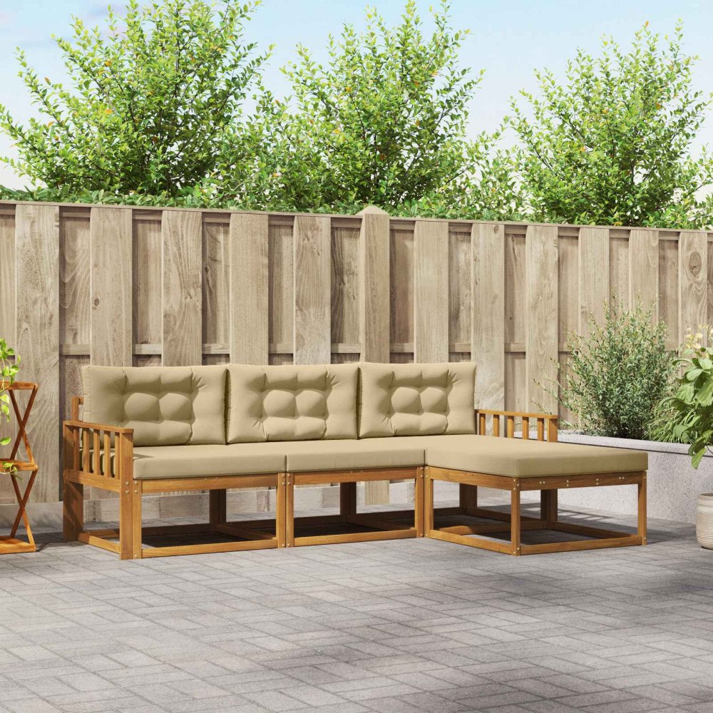 vidaXL Utomhussoffset 4 st Naturlig och Beige