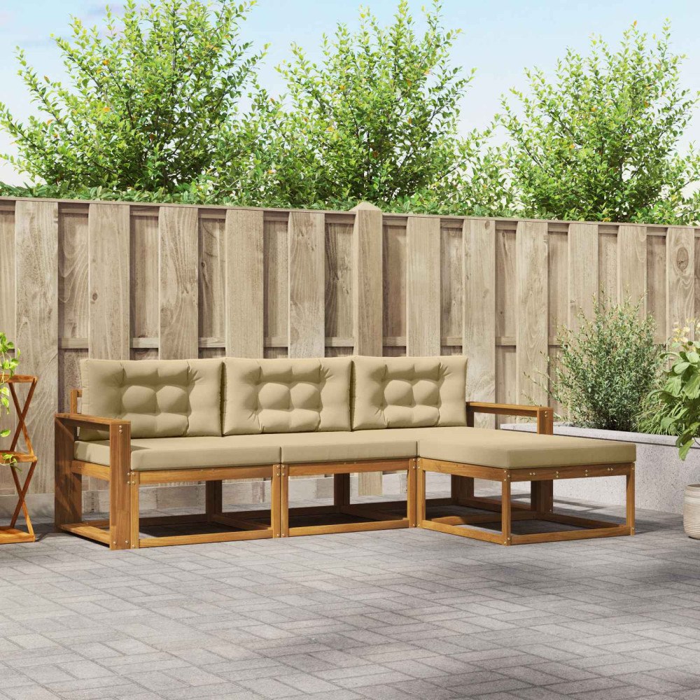 vidaXL Utomhussoffset 4 st Naturlig och Beige