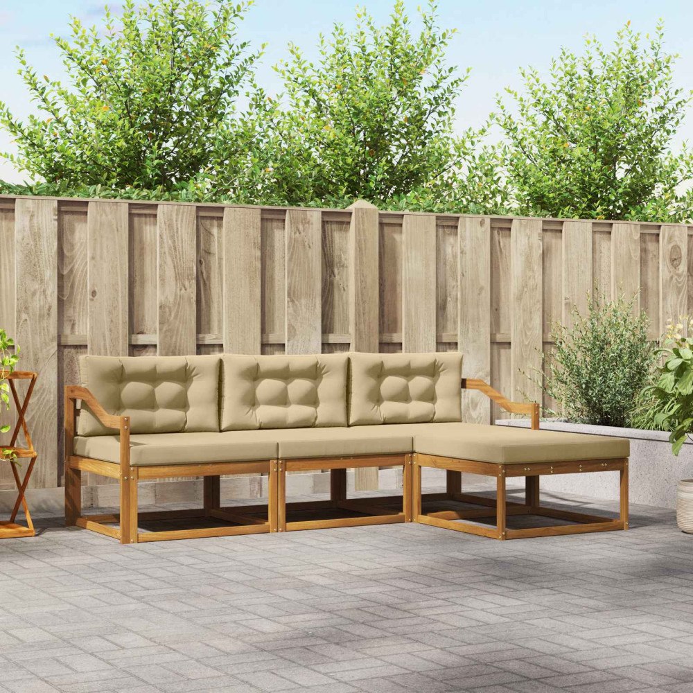 vidaXL Utomhussoffset 4 st Naturlig och Beige