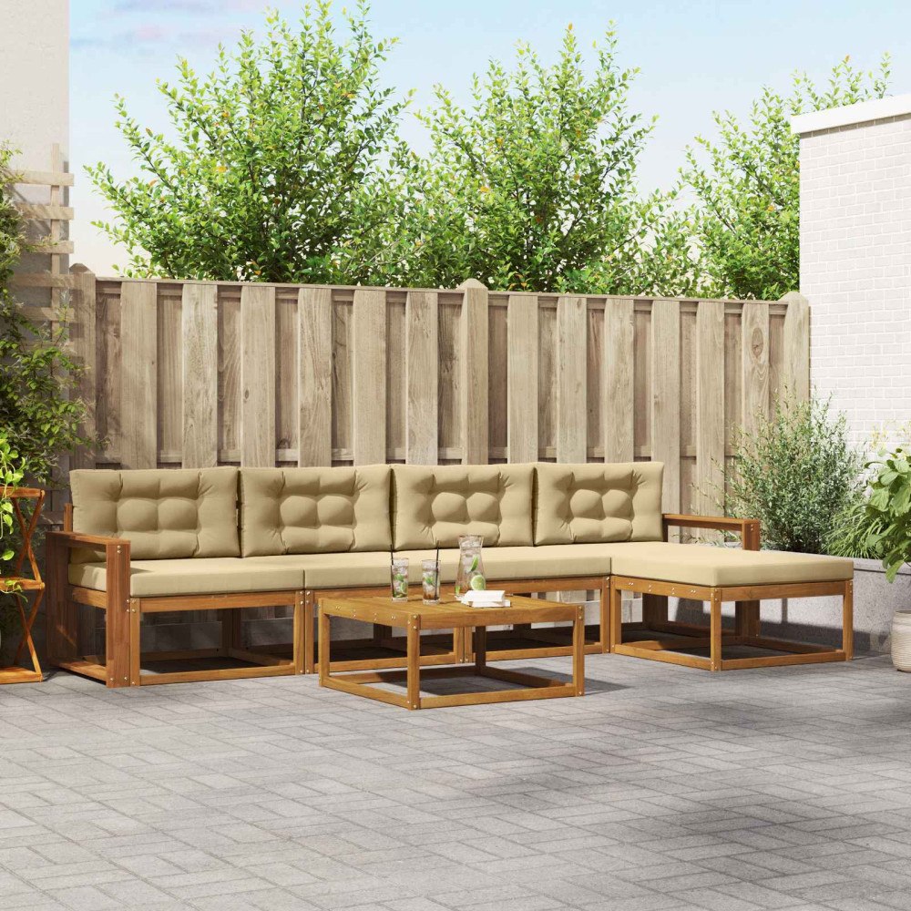 vidaXL Utomhussoffset 6 st Naturlig och Beige