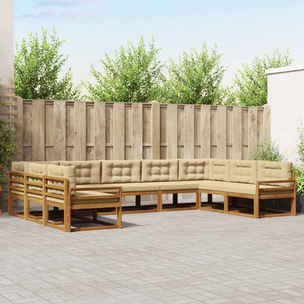 vidaXL Utomhussoffset 9 st Naturlig och Beige