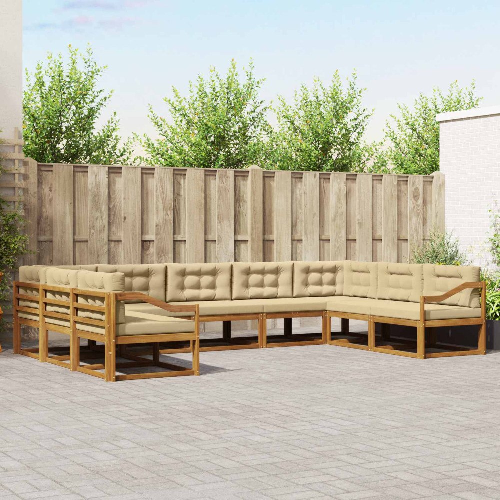 vidaXL Utomhussoffset 9 st Naturlig och Beige