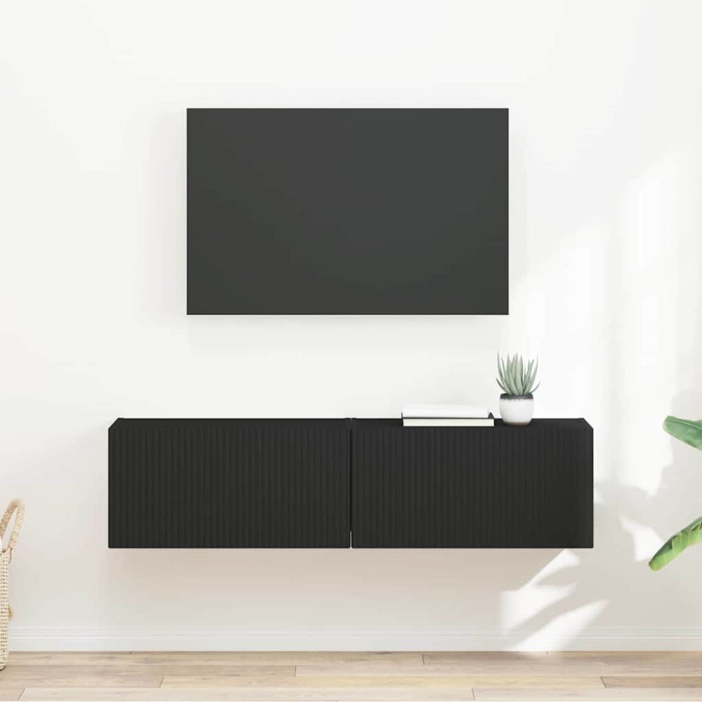 vidaXL TV Vägghylla 2 pcs Svart 60 x 31 x 29,5 cm Konstruerat trä