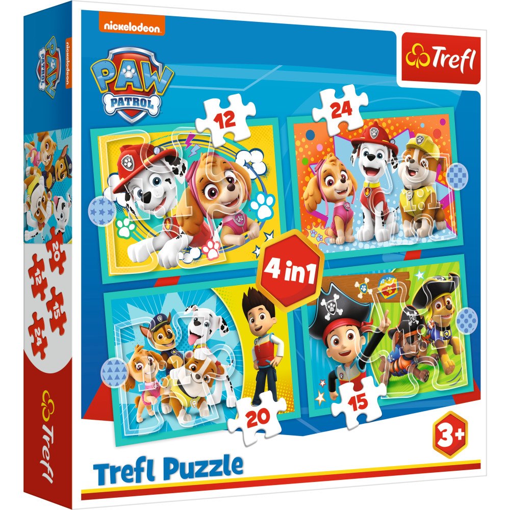 Egmont Kärnan Pappussel Trefl (4i1) 12+15+20+24 Bitar Paw Patrol
