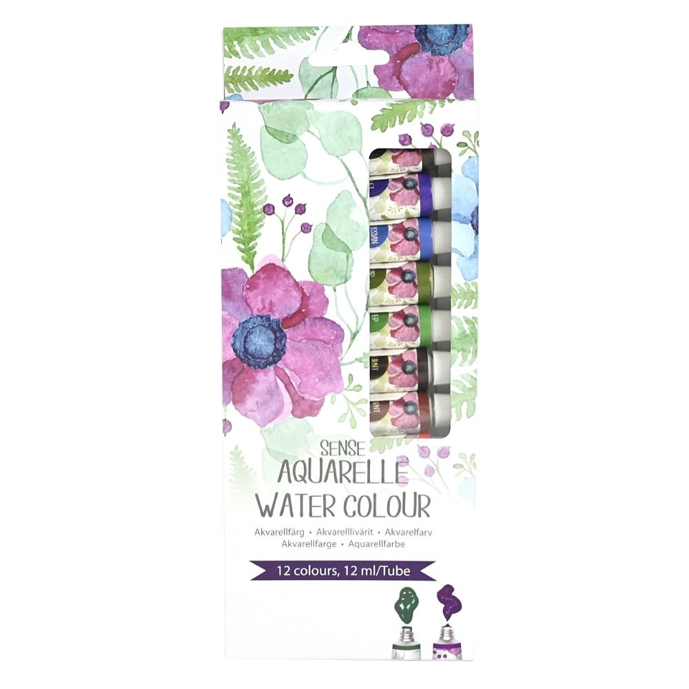 Sense Akvarellfärgset 12x12 ml