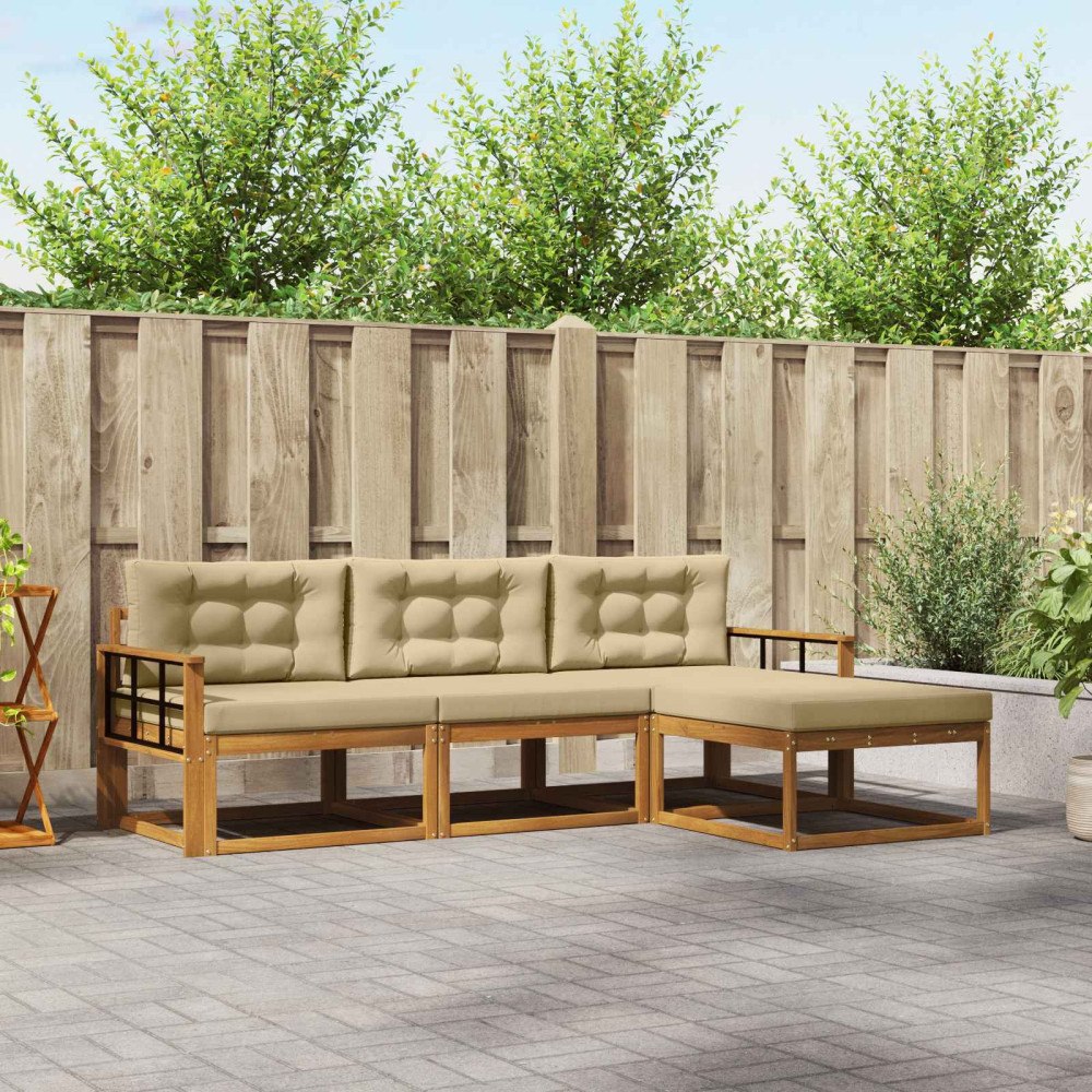 vidaXL Utomhussoffset 4 st Naturlig och Beige
