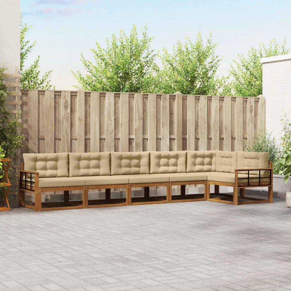vidaXL Utomhussoffset 6 st Naturlig och Beige