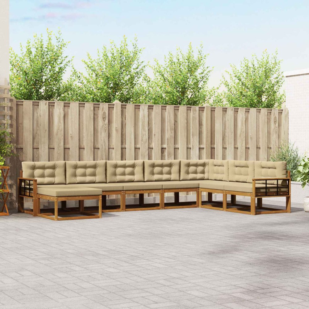 vidaXL Utomhussoffset 8 st Naturlig och Beige