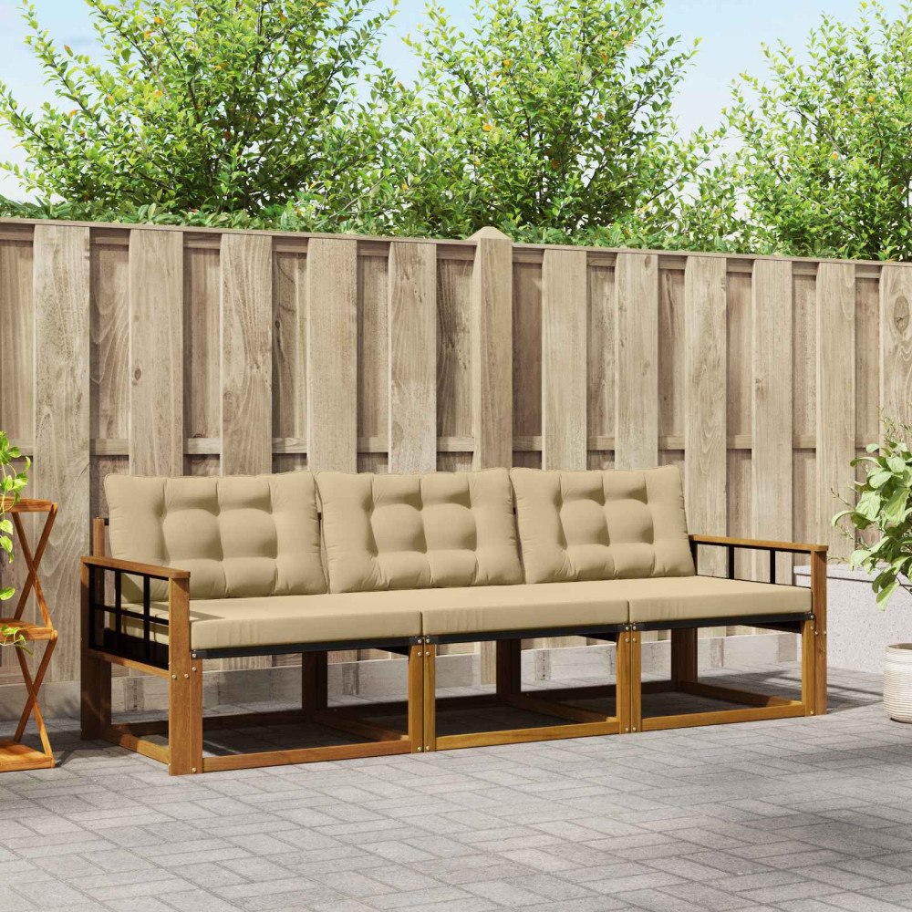 vidaXL Utomhussoffset 3 st Naturlig och Beige