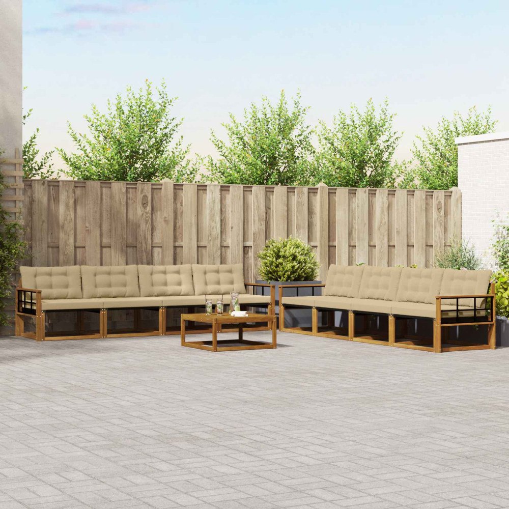 vidaXL Utomhussoffset 9 st Naturlig och Beige