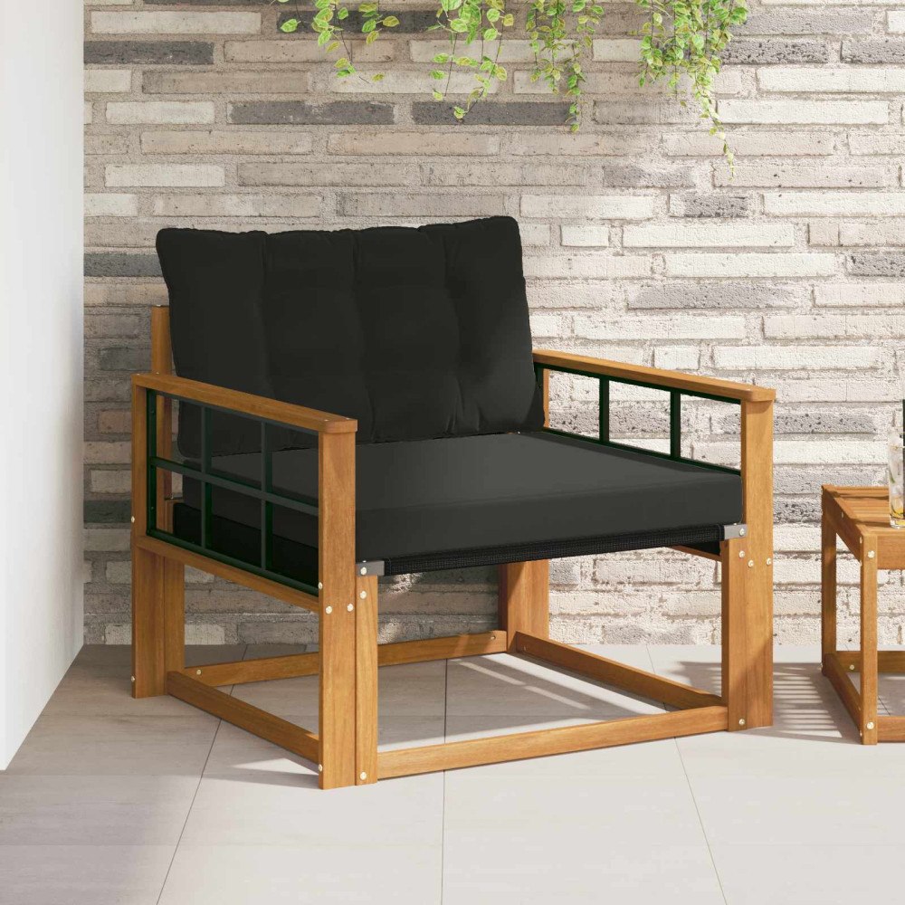 vidaXL Utomhussoffset Massivt Akaciaträ och Textilene Naturfärg