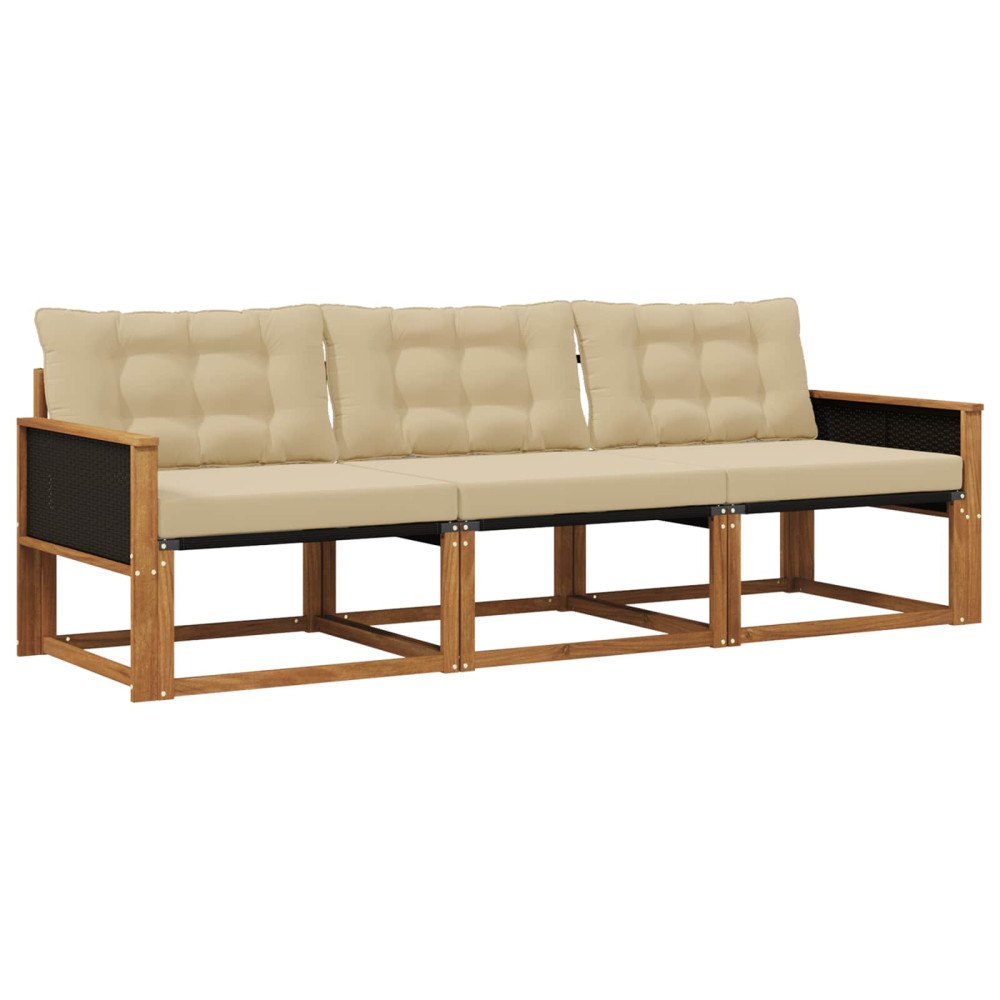 vidaXL Utomhussoffset 3 st Naturlig och Beige