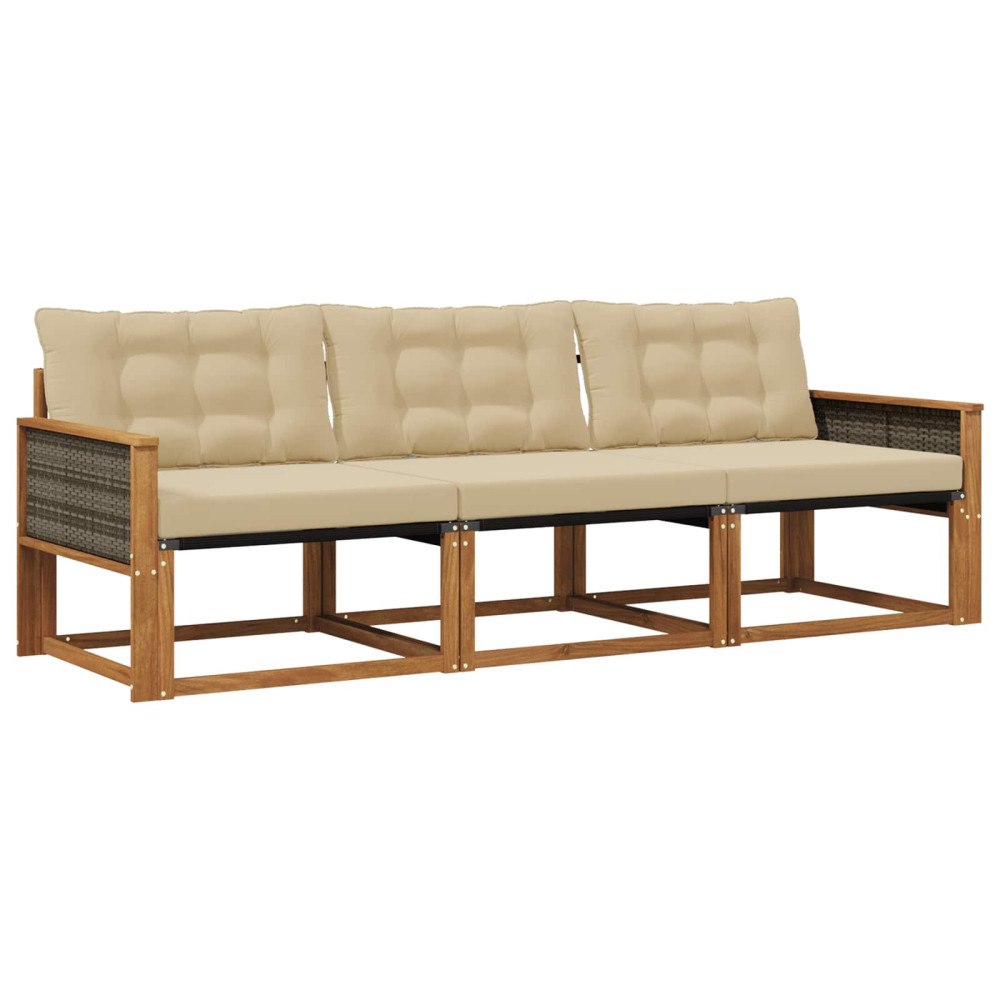 vidaXL Utomhussoffset 3 st Naturlig och Beige