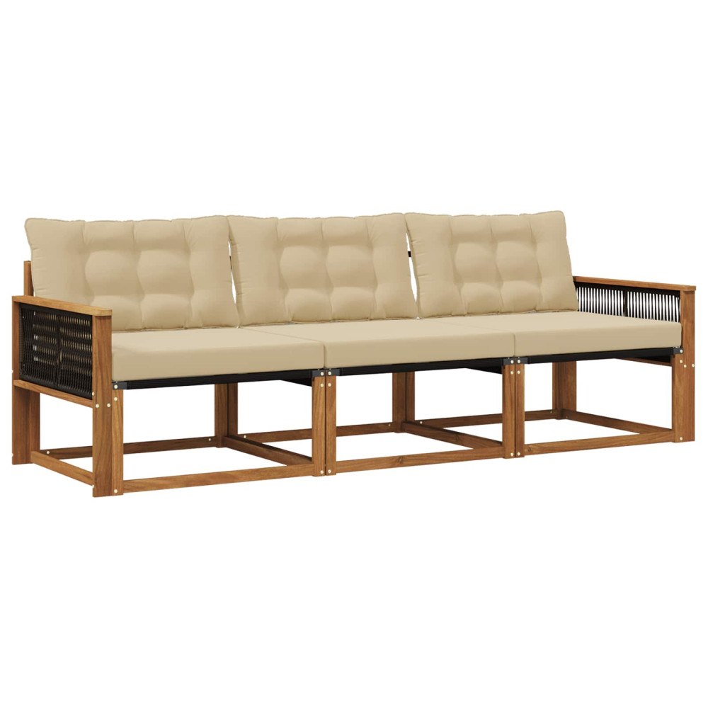 vidaXL Utomhussoffset 3 st Naturlig och Beige