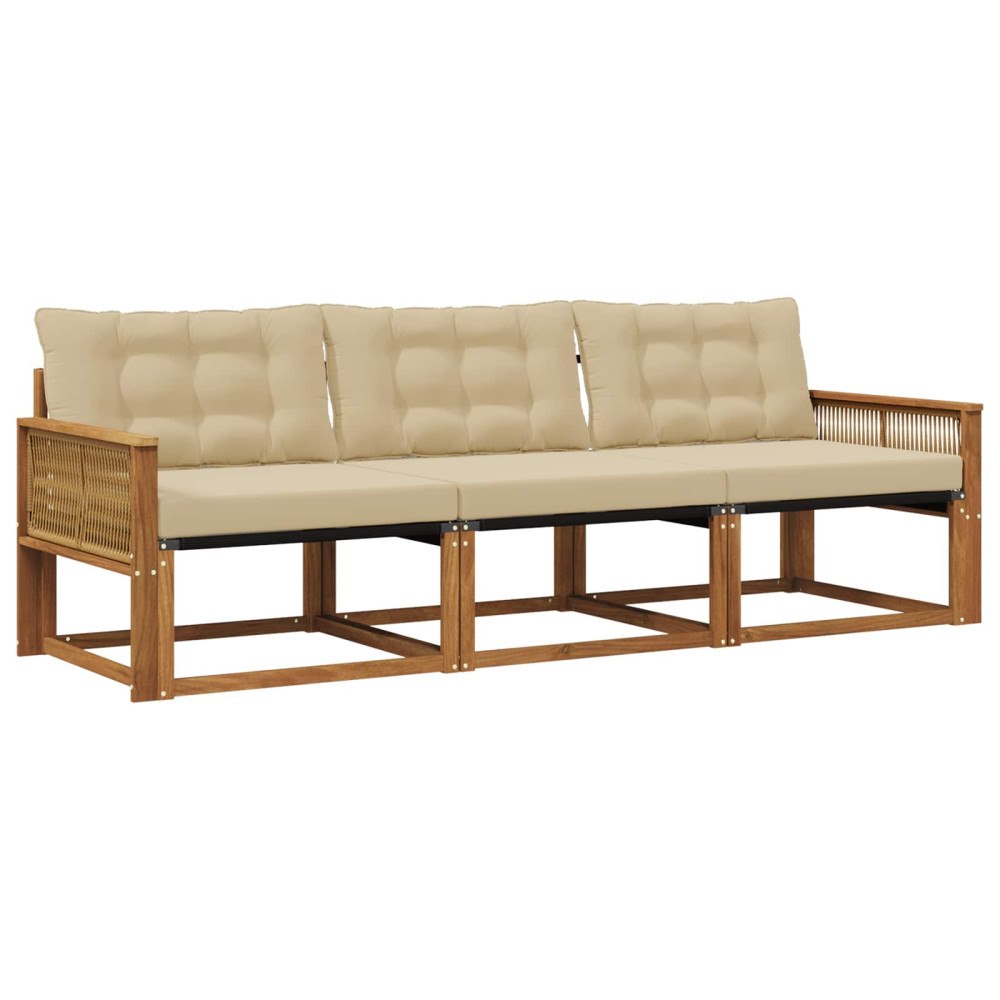 vidaXL Utomhussoffset 3 st Naturlig och Beige