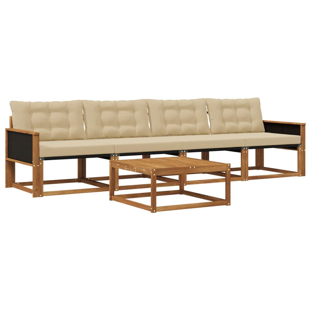 vidaXL Utomhussoffset 5 st Naturlig och Beige