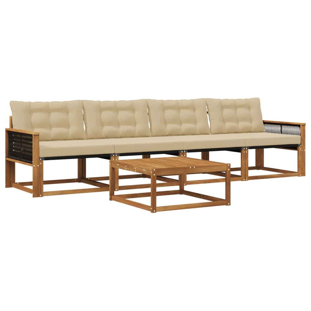 vidaXL Utomhussoffset 5 st Naturlig och Beige