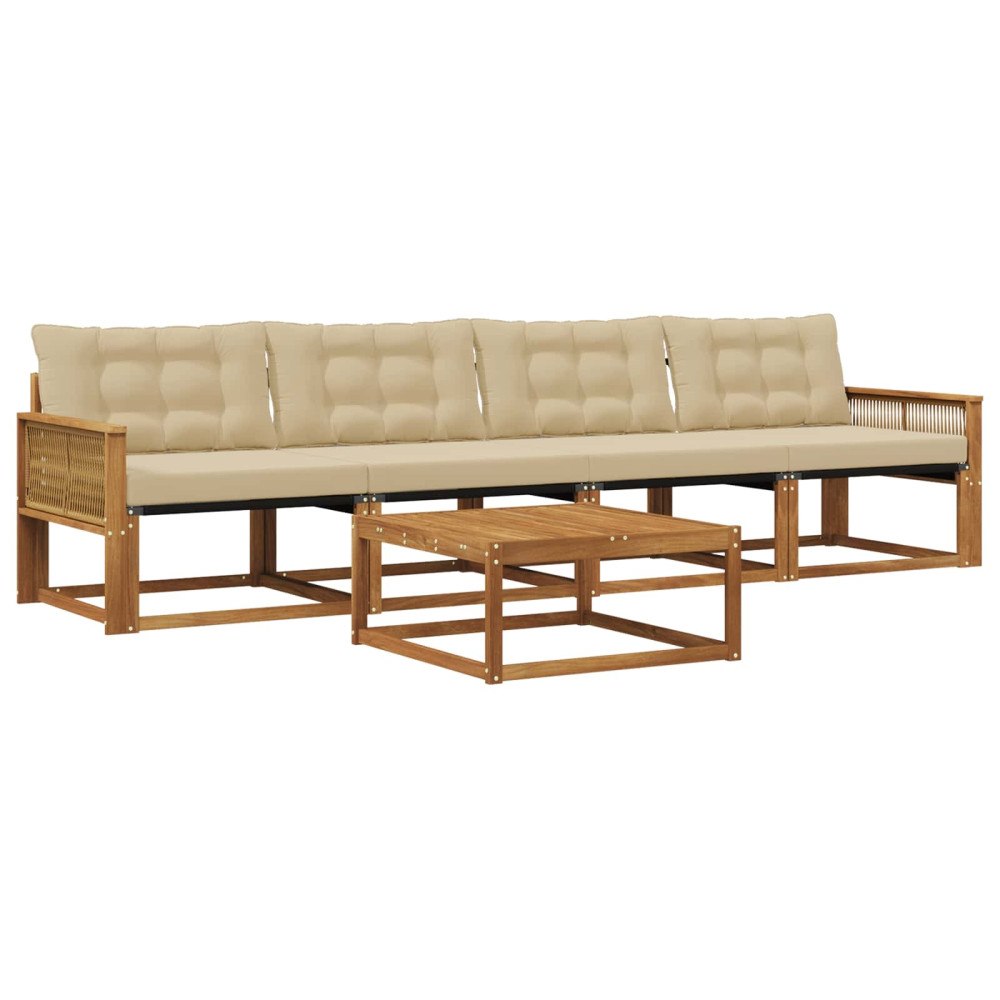 vidaXL Utomhussoffset 5 st Naturlig och Beige
