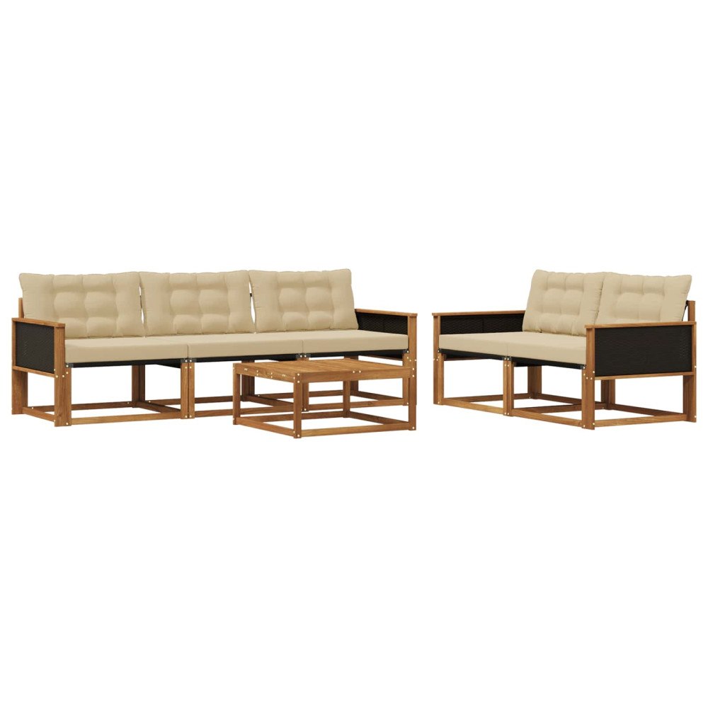 vidaXL Utomhussoffset 6 st Naturlig och Beige