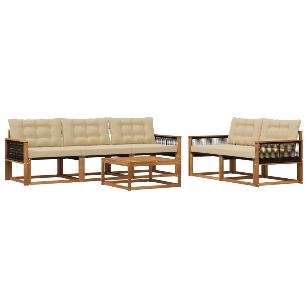 vidaXL Utomhussoffset 6 st Naturlig och Beige