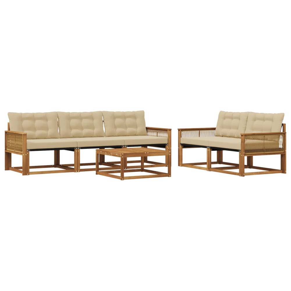 vidaXL Utomhussoffset 6 st Naturlig och Beige
