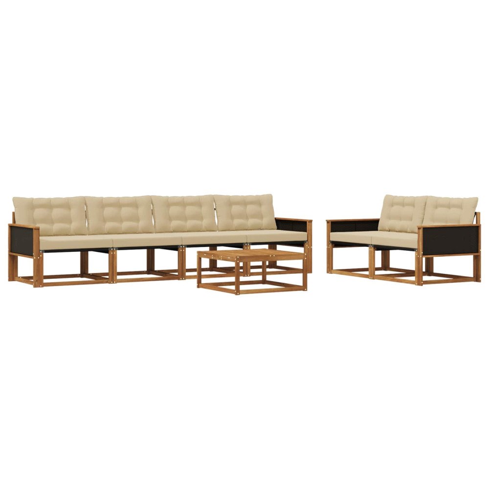 vidaXL Utomhussoffset 7 st Naturlig och Beige