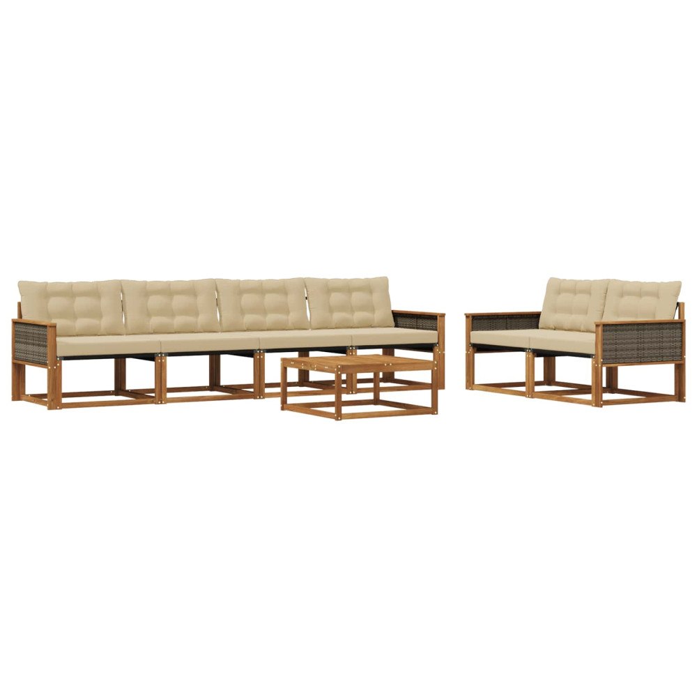 vidaXL Utomhussoffset 7 st Naturlig och Beige