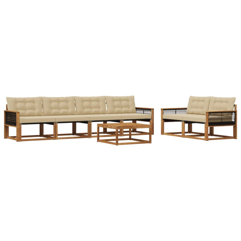 vidaXL Utomhussoffset 7 st Naturlig och Beige
