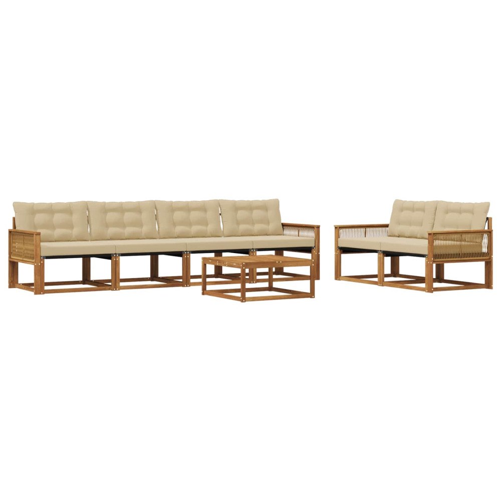 vidaXL Utomhussoffset 7 st Naturlig och Beige