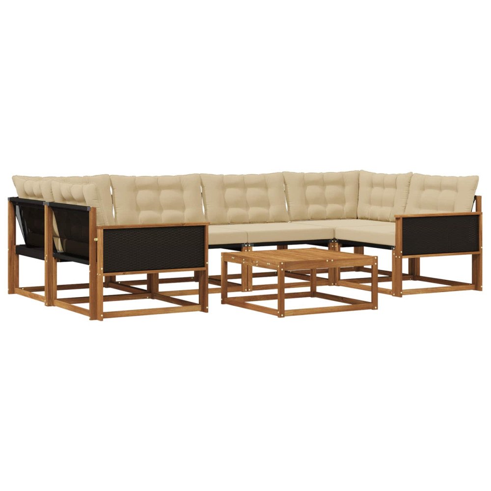vidaXL Utomhussoffset 7 st Naturlig och Beige