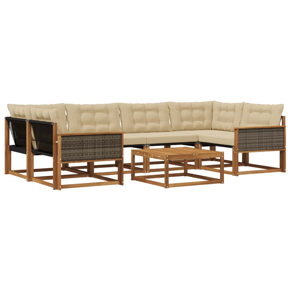 vidaXL Utomhussoffset 7 st Naturlig och Beige